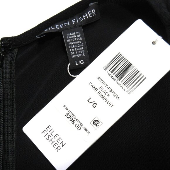 NWT Eileen Fisher Cami Jumpsuit in Black Viscose Crepe Camisole Tank Jumper L - Picture 4 of 6